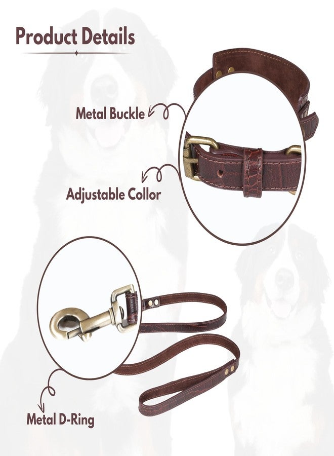 Light & Pro Lightnpro Genuine Leather Dog Collar & Leash Set - Adjustable 18" Collar with Metal Buckle & Reinforced Nylon Leash - Durable Walking & Training Gear for Large Breeds - Image 3